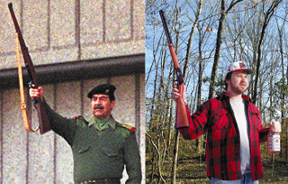 Iraq's Saddam Hussein and Kentucky's Travis Lee Butler hone their cloud-shooting skills.